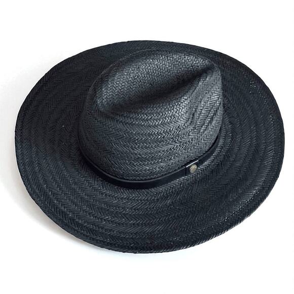 NWOT AllSaints Talia Fedora Hat Black Leather Trim - Picture 7 of 12